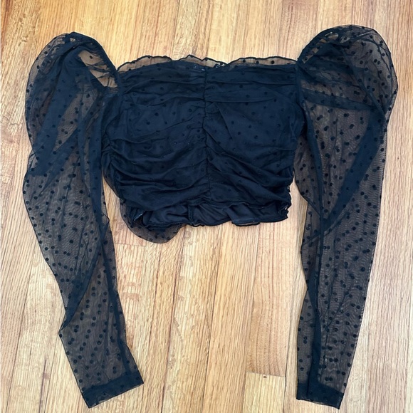 H&M sheer puff sleeves crop top size L(O) - Picture 5 of 12